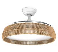 Taurus Ventilateur de plafond FA006L 107 cm LED 40W/36W programmable avec télécommande Blanc/Bois