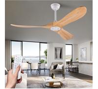 Ventilateur de Plafond 132 cm - - Moteur CC Silencieux Réversible - Fonction Mémoire - Télécommande - Pour Salon/Chambre