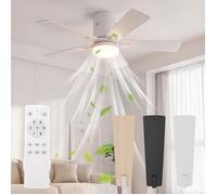 Ventilateur de Plafond 2 en 1 avec 42 Pouces 5 Pales Plafonnier Ventilateur Silencieux avec LED Dimmable et 6 Vitesses Blanc