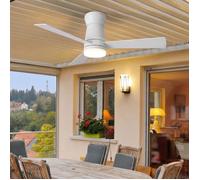 Ventilateur de Plafond 2 en 1 avec 52 Pouces 3 Pales Plafonnier Ventilateur Silencieux avec LED Dimmable et 6 Vitesses Blanc