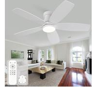 Ventilateur de plafond 42 pouces avec lampe LED, pales en bois massif, télécommande, 3 températures de couleur et 6 vitesses