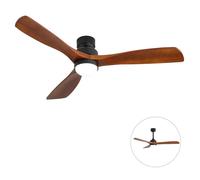 Ventilateur de plafond 52"" LED dimmable mémoire, moteur CC, 6 vitesses, 3 pales bois massif.