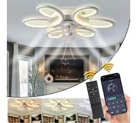 ventilateur de plafond 65CM avec éclairage et App Télécommande, 36w Smart Lampe avec ventilateur, 6 niveaux de vent, couleur de lumière variable, chambre à coucher salle à manger