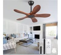 Ventilateur de plafond 90 cm sans éclairage 5 pales en bois noyer foncé moteur DC réversible