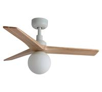 Ventilateur de plafond à basse consommation avec éclairage et télécommande Klim S Blanc / Chêne 92 cm