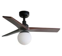 Ventilateur de plafond à basse consommation avec éclairage et télécommande Klim S Noir / Noyer 92 cm