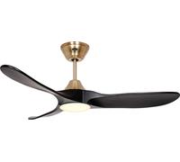 Ventilateur de plafond à basse consommation avec éclairage LED et télécommande Eco Genuino-L 122 cm Laiton brossé & Noir mat