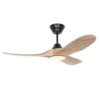 Ventilateur de plafond à basse consommation avec éclairage LED et télécommande Eco Genuino-L 122 cm Noir mat & Bois Naturel
