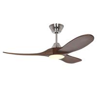 Ventilateur de plafond à basse consommation avec éclairage LED et télécommande Eco Genuino-L 122 cm Chrome brossé & Noyer