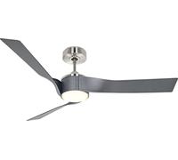 Ventilateur de plafond à basse consommation avec éclairage LED et télécommande Eco Revolution Chrome brossé / Gris métallique