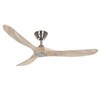 Ventilateur de plafond à basse consommation avec télécommande Eco Genuino 152 cm Chrome brossé & Bois naturel