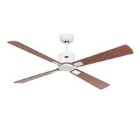 Ventilateur de plafond à basse consommation avec télécommande Eco Neo III WiFi 132 cm Blanc pales Noyer / Cerisier