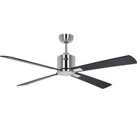 Ventilateur de plafond à basse consommation avec télécommande Eco Neo III WiFi 132 cm Chrome brossé pales Noir / Teck