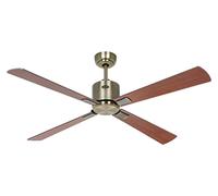 Ventilateur de plafond à basse consommation avec télécommande Eco Neo III WiFi 132 cm Laiton antique pales Noyer / Cerisier