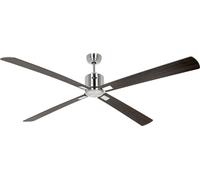 Ventilateur de plafond à basse consommation avec télécommande Eco Neo III WiFi 180 cm Chrome brossé pales Noyer / Cerisier