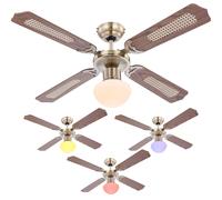 Ventilateur de plafond à LED avec interrupteur à tirette lampe de ventilateur ventilateur de plafond plafonnier, application- commande vocale, avant-arrière, 1x Smart RGB LED 5W 470Lm, D 106,6 cm