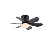 Ventilateur de plafond à LED, plafonnier, lampe de salon, télécommande, noir, D 53 cm