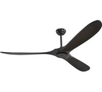Ventilateur de plafond à pales en bois 72 pouces sans éclairage, télécommande, moteur réversible, noir