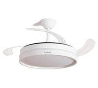 InnovaGoods Ventilateur de plafond Keteez – LED, pales rétractables, 6 vitesses, télécommande, blanc
