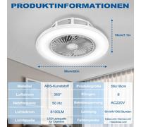 Ventilateur de plafond acrylique YARDIN 90 W, plafonnier LED à intensité variable, lampe-ventilateur multifonctionnelle avec télécommande et 3 couleurs d'éclairage, éclairage avec ventilateur