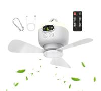 Ventilateur de plafond avec batterie télécommande sans fil pour camping | Souffleur avec crochet pour magasin, chambre, terrasse, atelier extérieur