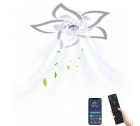Ventilateur de plafond avec éclairage, contrôle via application, 6 vitesses, couleur : blanc