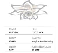 Ventilateur de plafond avec éclairage, design unique,intelligente, couleur : blanc