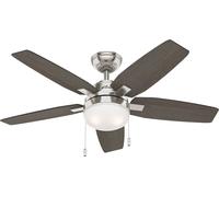 Ventilateur de plafond avec éclairage et chainettes Arcot Nickel 117 cm