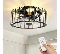 Ventilateur de plafond avec éclairage et télécommande Cage métallique DC Moteur 4x E14 Ampoules 6 niveaux pour chambre, salon, cuisine