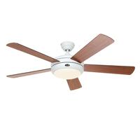 Ventilateur de plafond avec éclairage et télécommande Titanium 132 cm Blanc pales Noyer / Cerisier