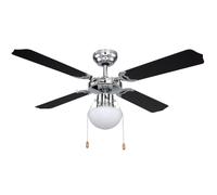 Ventilateur de plafond avec éclairage, interrupteur à tirette de retour avant, lampe en verre, ventilateur de machine à vent, métal chromé, froid et chaud, 1x douille E27, D 106,6 cm