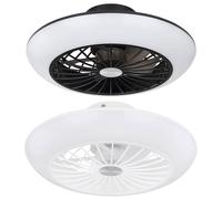 Ventilateur de plafond avec éclairage, lampe de ventilateur, salon, plafonnier, ventilateur, 3 niveaux via interrupteur mural, fonction mémoire, 1x LED 18W, DxH 30x12 cm Weiß