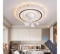 Ventilateur de plafond avec éclairage LED avec télécommande couleur/luminosité réglable 6 vitesses, minuterie 2 heures mode été, et hiver (Fan1805-YT)