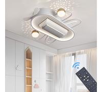 Ventilateur de plafond avec éclairage LED avec télécommande Couleur/luminosité réglables 6 vitesses, minuterie 2 heures YX2024-ET