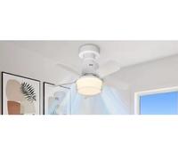 Ventilateur de plafond avec éclairage LED, diamètre de 45 cm, compatible avec les culots E26/E27, 4 vitesses de ventilation réglables, 3 températures de couleur, télécommande incluse