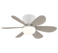 Ventilateur de plafond avec éclairage LED et télécommande Mini Delores Blanc / Sable 51 cm