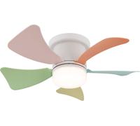 Ventilateur de plafond avec éclairage LED et télécommande Mini Hines Blanc / Multicolore 40,6 cm
