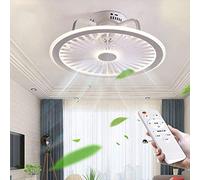 Ventilateur De Plafond Avec Éclairage LED Lumière Vitesse Du Vent Réglable Invisible Extrêmement Silencieux Dimmable Télécommande 56W Lampe Moderne Plafonnier Chambre Salon Salle Manger Lustre,Blanc