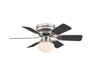 Ventilateur de plafond avec éclairage mode été/hiver 3 niveaux Interrupteur à tirette Lampe de salon, pales réversibles, 1x E27, DxH 76x28 cm