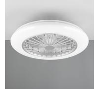 Ventilateur de plafond avec éclairage plafonnier lampe de salon, télécommande variateur veilleuse effet ciel étoilé, couleur titane, 1x LED 30W 3500Lm 2700-6500K, DxH 50x16cm