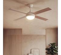 Ventilateur de Plafond avec Éclairage Silencieux DC Pales en Bois Navy Evo Bois Télécommande Grand (entre 20-30 m²) 132 cm Nickel