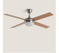 LEDKIA Ventilateur de Plafond avec Éclairage Silencieux DC Pales en Bois Na | Lumière LED, Moteur DC 30W Silencieux et Efficace, 4 Pales, 6 Vitesses, 132 cm, Télécommande