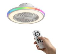 Ventilateur de plafond avec éclairage, silencieux, pales dissimulées, 6 vitesses, moteur à courant continu, télécommande InnovaGoods