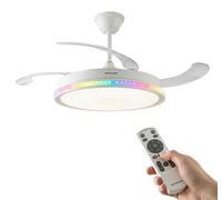 Ventilateur de plafond avec éclairage, silencieux, pales escamotables, 6 vitesses, moteur à courant continu, télécommande InnovaGoods