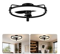 Ventilateur de plafond avec éclairage, télécommande, fonctionnement ultra silencieux, couleur noire, diamètre 51,5 cm