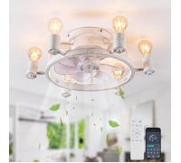 ventilateur de plafond avec lampe et télécommande encastré mince 52cm rustique industriel Farm Fan E27