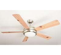Ventilateur de plafond avec Lampe et Télécommande URSA Pales Blanc & Pin 132 cm
