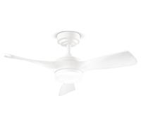 Ventilateur De Plafond Avec Lampe Led 18W Et Pales En Bois Massif Blanc, 6 Vitesses, Télécommande, Diamètre 90 Cm - Perenz 7186 B Ct