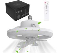 Ventilateur de plafond avec lampe LED - Ventilateur-plafonnier - 45 W, intensité variable, télécommande, 5 pales, culot E27, ampoule incluse - Blanc