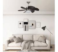 Ventilateur de plafond avec lampe - VIDAXL - 76x43 cm - Marron foncé - 3 niveaux de vitesse - Chrome et MDF - E27 - 39 W